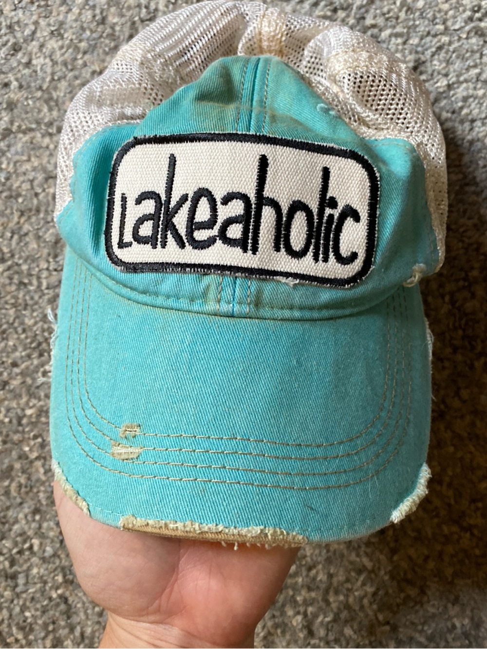 Lakeaholic Turquoise Mesh Trucker Hat